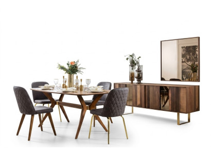 Set completo tavolo da pranzo 4 sedie Set da pranzo Gruppo Essen Sideboard 7 pezzi