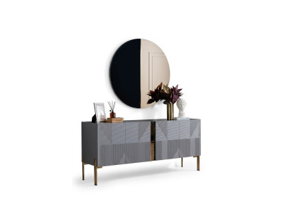Credenza specchio set stile italiano 2 pezzi. Comò in legno per soggiorno.