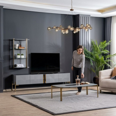 Fantastica moderna credenza per la TV in design aschgrigio