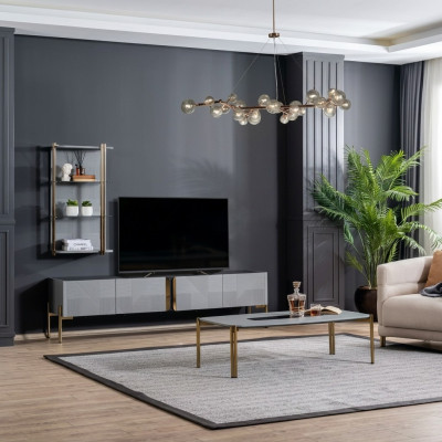 Fantastica moderna credenza per la TV in design aschgrigio