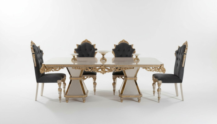 Set di mobili da pranzo in stile francese con divano e 4 sedie. Set da sala da pranzo composto da 5 pezzi.   Set di mobili da pranzo in stile francese con divano e 4 sedie. Set da sala da pranzo composto da 5 pezzi.