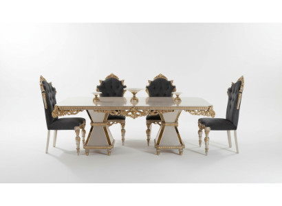 Set di mobili da pranzo in stile francese con divano e 4 sedie. Set da sala da pranzo composto da 5 pezzi.   Set di mobili da pranzo in stile francese con divano e 4 sedie. Set da sala da pranzo composto da 5 pezzi.