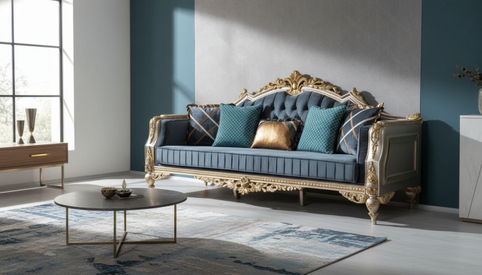 Divano a 3 posti di design in stile classico per il soggiorno.