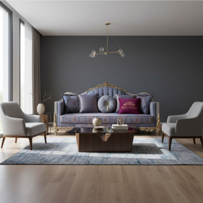 Divano design 3 posti imbottito di lusso, divani classici in tessuto Chesterfield.