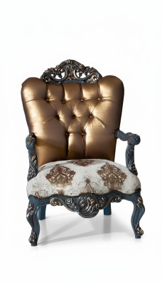 Poltrona di design Chesterfield con schienale dorato per il soggiorno
