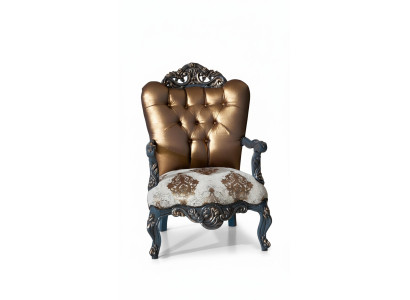 Poltrona di design Chesterfield con schienale dorato per il soggiorno