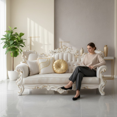 Design imbottito Seduta Divano 3 posti Divano Chesterfield Divani Tessuto Stoffa