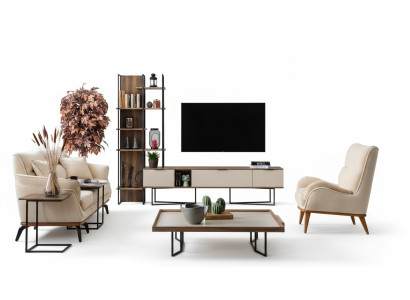 Soggiorno Mobile TV Libreria 240 cm in legno.