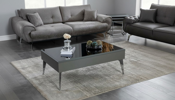 Tavolino da salotto in legno per soggiorno, mobile di lusso, colore grigio moderno, nuovo.