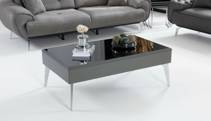 Tavolino da salotto in legno per soggiorno, mobile di lusso, colore grigio moderno, nuovo.