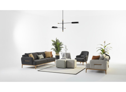 Sofà 431 posto a sedere 2x Pouf Set di divani 5 pezzi Soggiorno di lusso abitativo