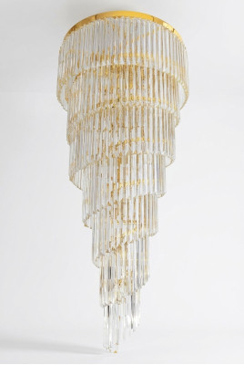 Lampadario a soffitto a pendente con cristalli d'oro per soggiorno