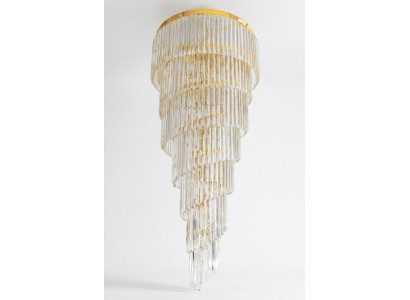 Lampadario a soffitto a pendente con cristalli d'oro per soggiorno