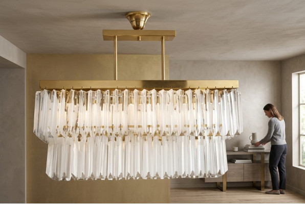 Lustro moderno a soffitto in ottone di lusso per il soggiorno.