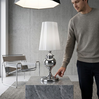 Lampada da tavolo Design per soggiorno, luce da tavolo, illuminazione nuova bianca di lusso.