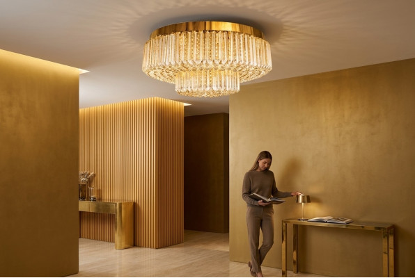 Lampadario soffitto lusso luce a soffitto lampadario rotondo oro luci