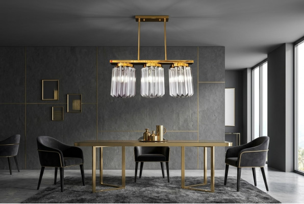 Modern Grande lampadario a sospensione in cristallo oro per la sala.