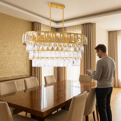 Lampadario ovale sopra la lampada luce lustrino soffitto lampada al soffitto cristallo