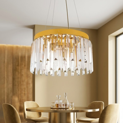 Lampadario di lusso in stile antico in cristallo e quercia, lampade stile Liberty