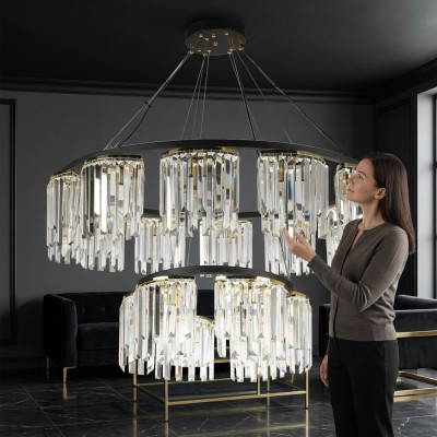 Lampadario a sospensione Lampada a soffitto Lampada moderna a forma di lampadario rotondo in design di cristallo