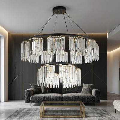 Lampadario a sospensione Lampada a soffitto Lampada moderna a forma di lampadario rotondo in design di cristallo