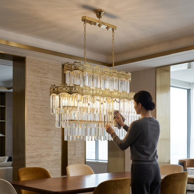 Lampadario Moderno Oro Sospensione Luce Pendente Soggiorno di Lusso