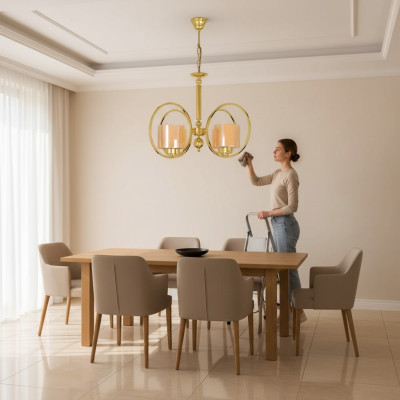 Lampada a soffitto color oro Lussuoso lampadario da soffitto in vetro per il soggiorno