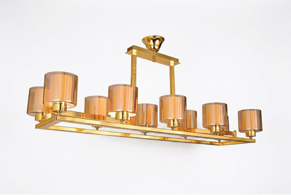 Candelabro a sospensione in ottone dorato