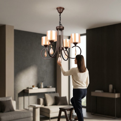 Lampada a sospensione Design moderno in vetro color oro per soggiorno. Nuova.