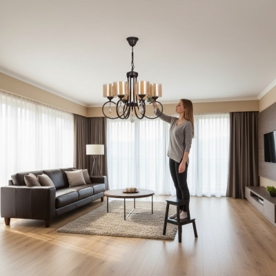Lampadario da soffitto Soggiorno Lampadario a sospensione Plafone in vetro Luster di lusso 66x70