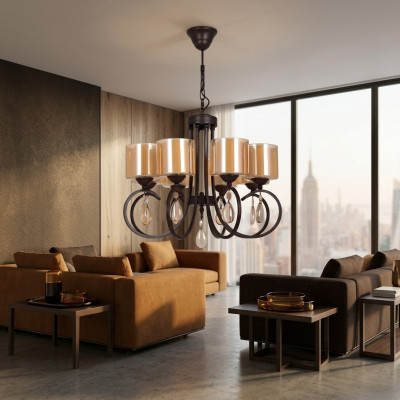 Lampadario da soffitto Soggiorno Lampadario a sospensione Plafone in vetro Luster di lusso 66x70