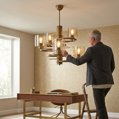 Lampadario a soffitto Luster di lusso Illuminazione Salotto nuovo Cristallo