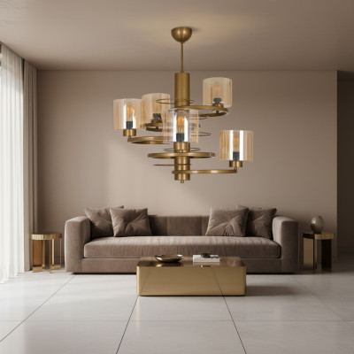 Lampadario a soffitto Luster di lusso Illuminazione Salotto nuovo Cristallo
