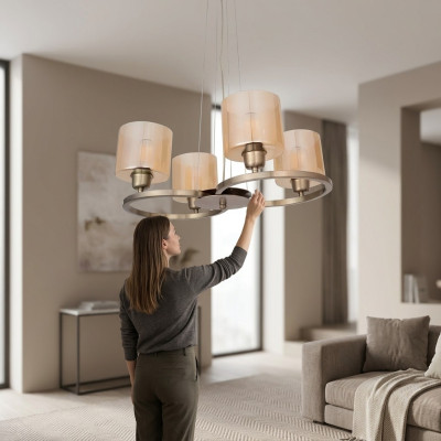 Plafoniera moderna in vetro per soffitto Lampada a sospensione per soggiorno Sospensione Nuova
