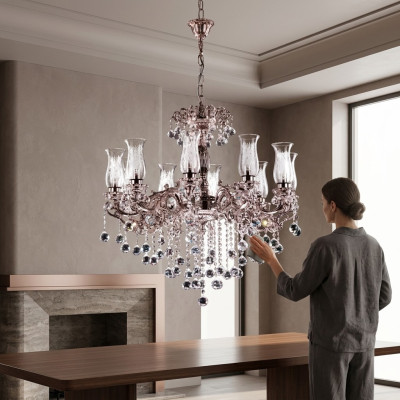 Lampadario classico design soffitto lampada salotto in cristallo