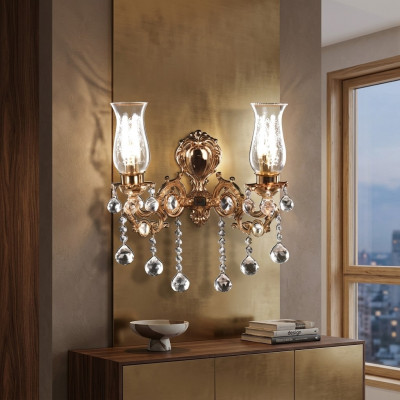 Plafoniera da parete Salotto Lusso oro Camera da letto Lampadari moderni in cristallo