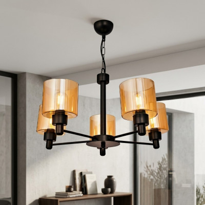 Plafoniera in vetro Lampadario Lampadario Sospeso da Soffitto per Soggiorno 65x70
