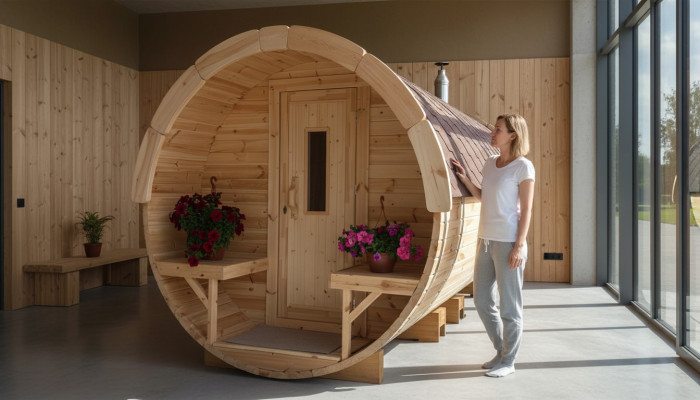 Sauna Saunafass Outdoor Sauna da giardino 590 x Ø 2,27 m Kit per Saunafass