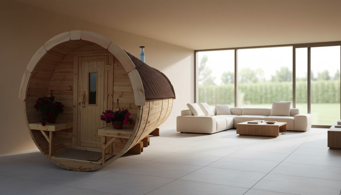 Sauna Saunafass Outdoor Sauna da giardino 590 x Ø 2,27 m Kit per Saunafass