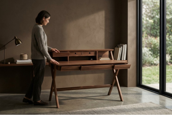 Scrivania in legno massello Mobili in legno moderni Scrivania per computer con cassetti