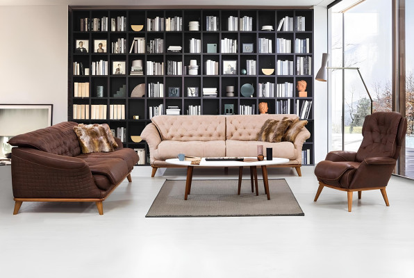 Divano Divano Mobili Set di divani Composizione del soggiorno 3+3+1 Divani Sofa Tessuto Tessile