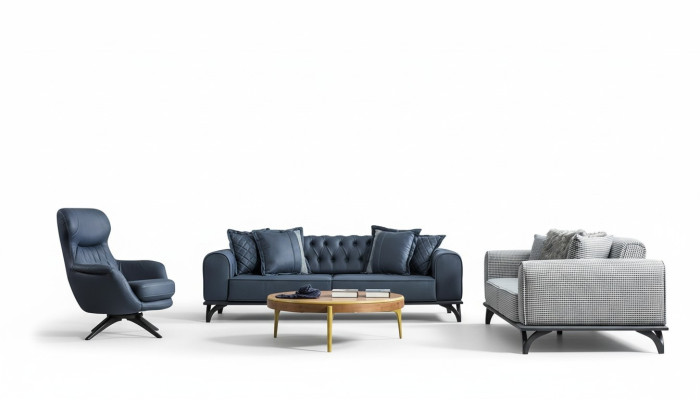 Mobili design, set di divani 3+3+1, set di divani, mobili imbottiti, divani.