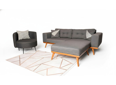 Sofà d'angolo grigio per il soggiorno Set divano di lusso Moderni divani