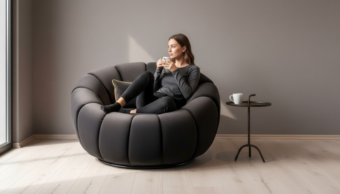 Poltrona colore nero confortevole medio morbido Lussuosa per soggiorno Relax Club