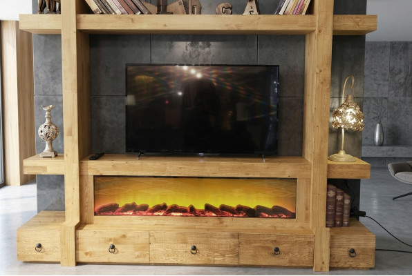 Mobile porta tv in legno, parete attrezzata, pareti attrezzate tv 240x205, installazione a parete.