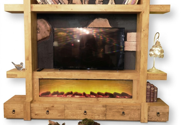 Mobile porta tv in legno, parete attrezzata, pareti attrezzate tv 240x205, installazione a parete.