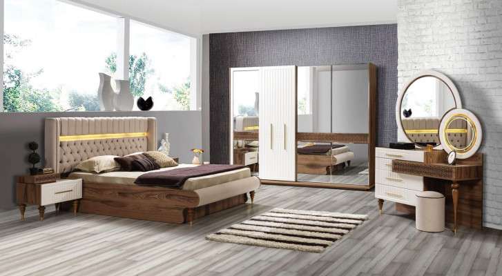 Set da camera da letto 5 pezzi Design di lusso Letto Chesterfield Set completo