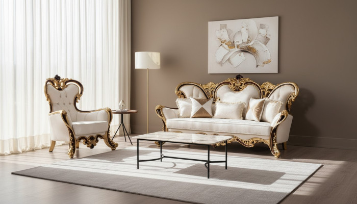 Set divano reale 3+1 posti divano poltrona design classico soggiorno di lusso