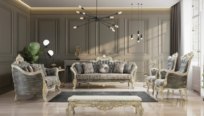 Classico set completo di mobili per il soggiorno Chesterfield Baroque Sofa 5 pezzi