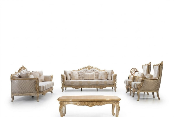 Chesterfield Barocco Divano Classico Soggiorno Mobili Set Completo 5 pezzi